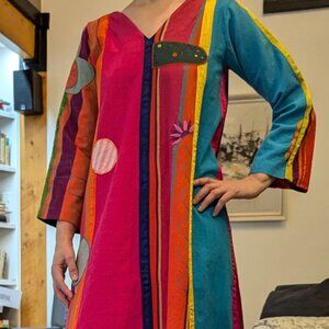 Hand-Crafted Vintage Josefa Ibarra Bohemian Caftan Dress